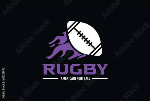 American Football badge logo vector - Rugby logo with black background