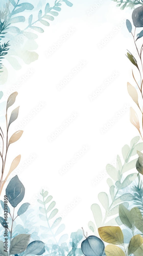Watercolor frame of leaves of trees and plants. Copy space Watercolor frame of leaves of trees and plants. Copy space