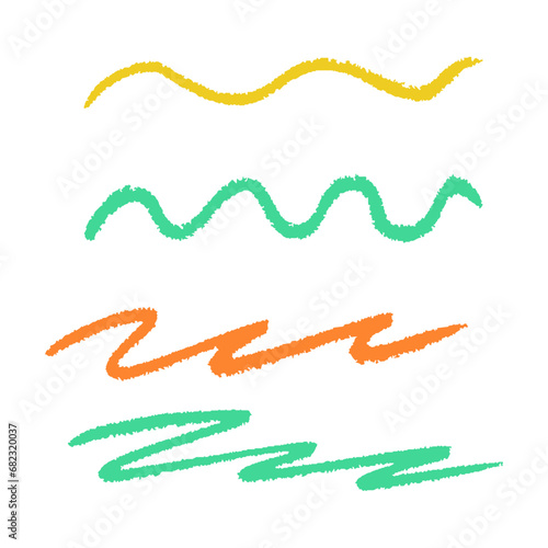 strikethrough colored charcoal crayon underline. doodle colorful wavy lines emphasis. hand drawn marker stripes, brush strokes and arrows.