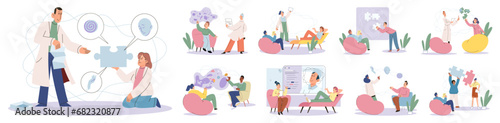Mental health vector illustration. Wellbeing encompasses physical, mental, and emotional health, making it holistic concept Relaxation techniques and mindfulness practices promote mental health