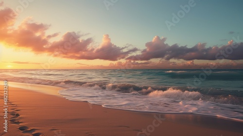 A flawless untouched beach at sunrise  AI generated illustration © ArtStage