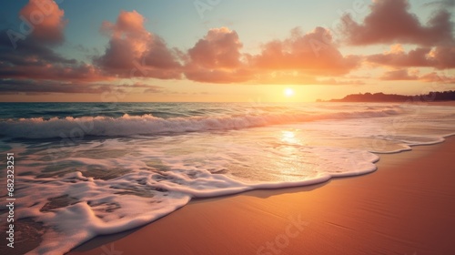 A flawless untouched beach at sunrise AI generated illustration