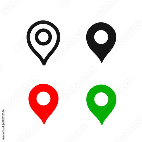 vector set of map pointer icons on white background