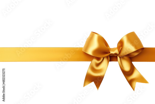 golden ribbon bow isolated on white or transparent png