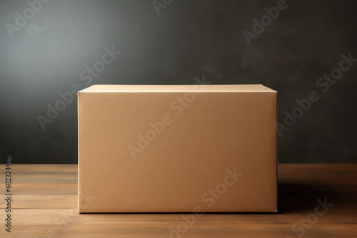A plain cardboard box, a canvas for branding or artistic concepts in packaging design. Generative Ai. © Sebastian
