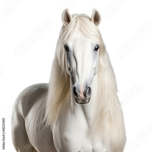 Portrait of White arabian horse isolated on a white background