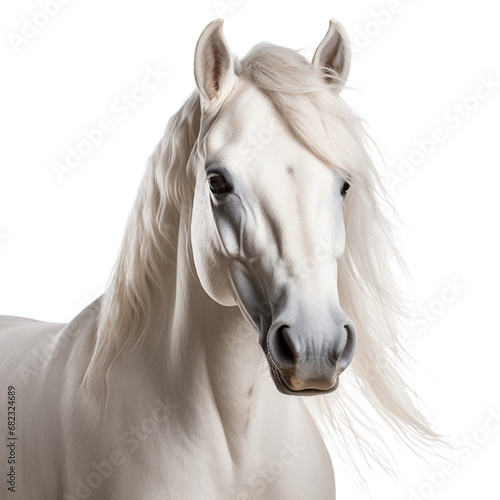 Portrait of White arabian horse isolated on a white background