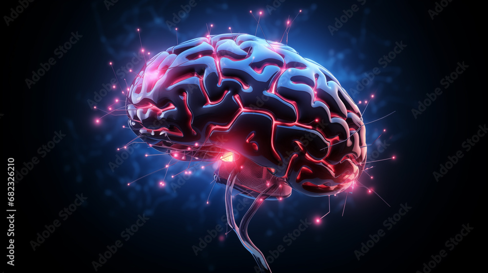 Tech human brain with sparkles