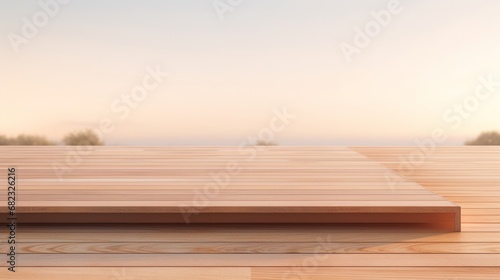 A minimalist wooden deck for product mockup AI generated illustration © ArtStage