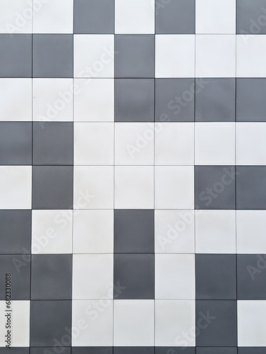  a black and white checkered tile wall with a clock on the side of the wall and a clock on the right side of the wall and a clock on the left side of the wall.