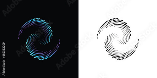 Dot spiral logo design with modern style| premium vector