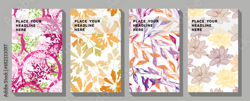Fall background with plant elements. Text design.
