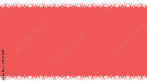 赤い背景に白いレースのフレーム - かわいいデコレーションの背景素材 - 16:9 photo