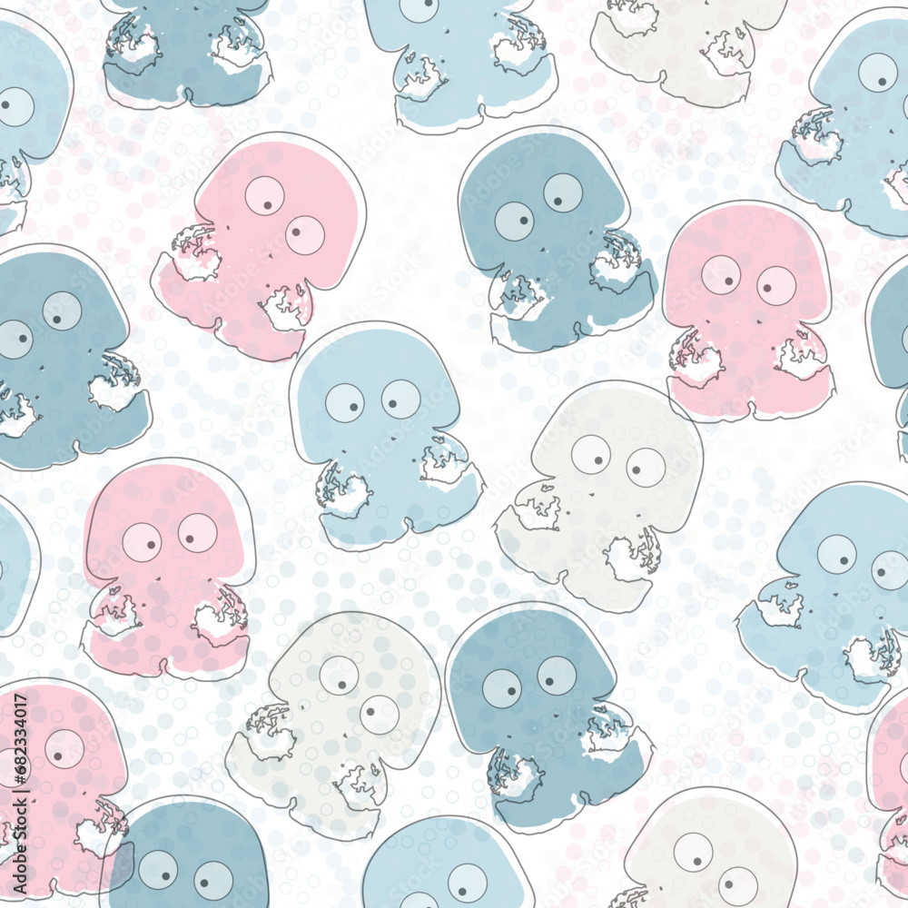 Fototapeta premium Hipster abstract doodles with funny creatures.