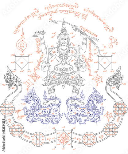 Muay Thai sacred symbol tattoo,thai traditional tattoo,Sak Yant line drawing