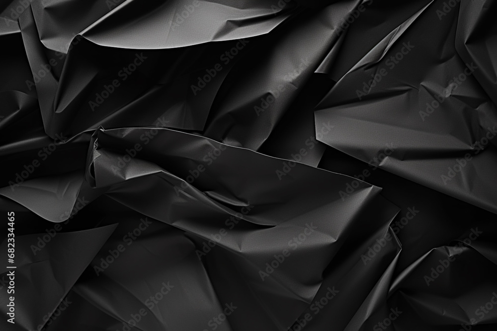 Obraz premium black crumpled paper texture background, Crumpled paper background, Generative Ai