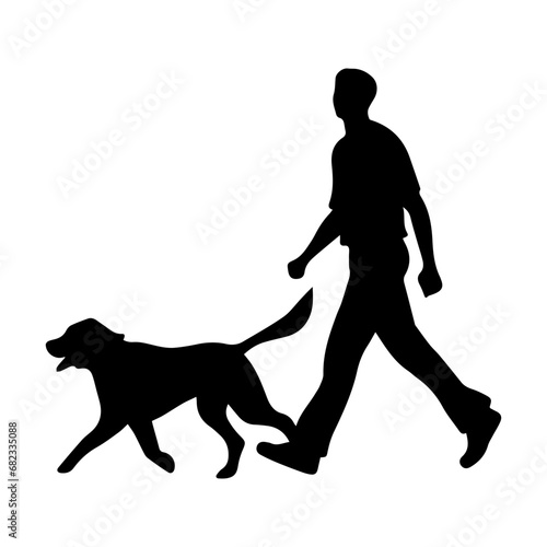 Man walking dog silhouette, Walking dog silhouette, running Man walking a dog
