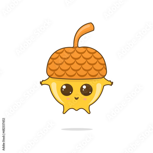 Autumn cute vector character - acorn.
