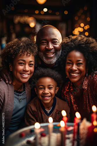 African American multi-generation family enjoying a festive celebration at home portraying happiness love and togetherness