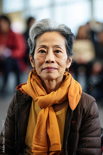 Elderly Asian woman in a contemplative mood showing elegance wisdom and life experience suitable for cultural representation and well-being themes