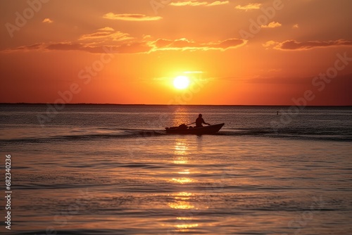 Image kayak moving sea Sunset seascape Beautiful © sandra