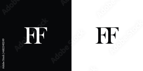 Abstract FF Initial minimalist abstract logo in black and white color
