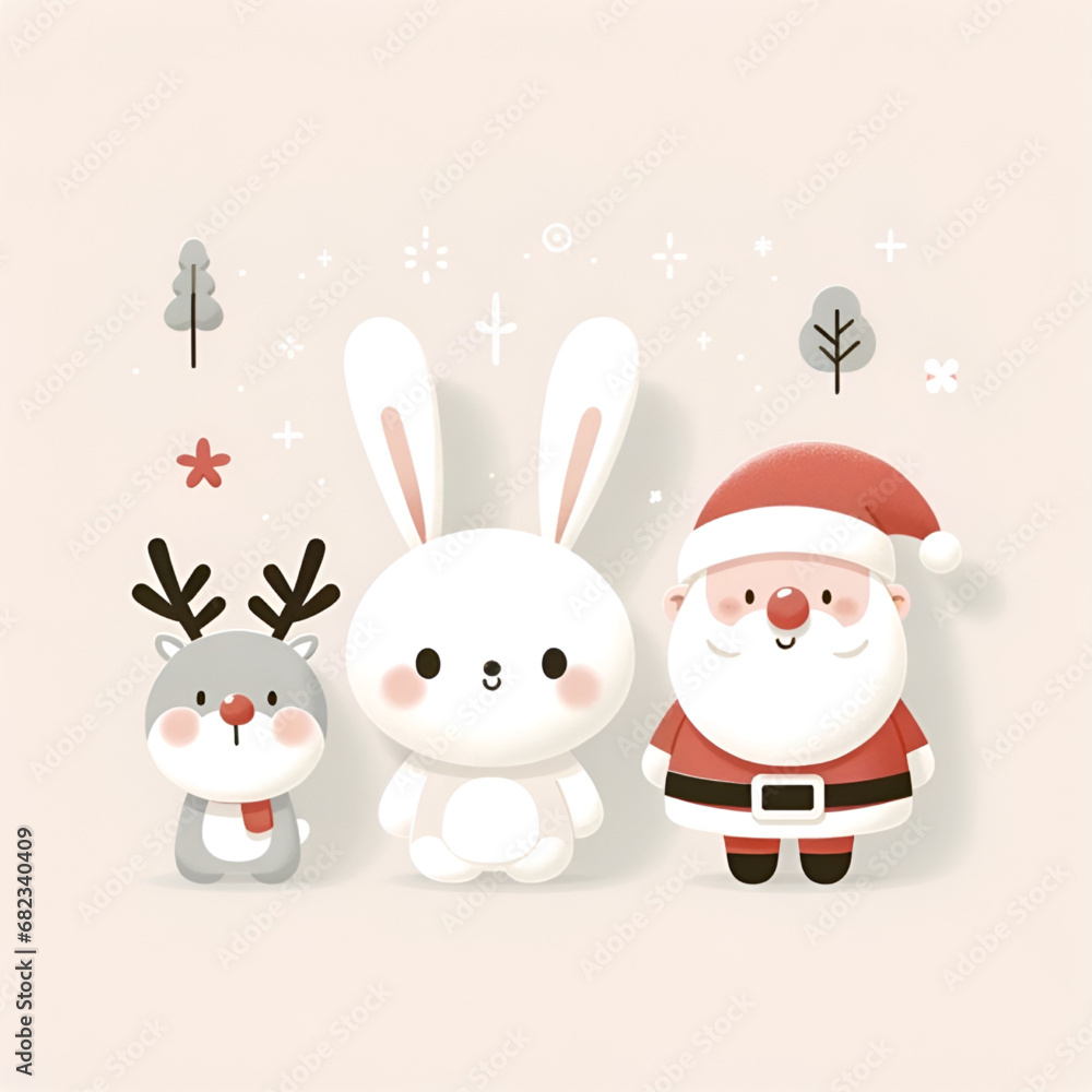 santa claus and reindeer rabbit santa claus and reindeer rabbit