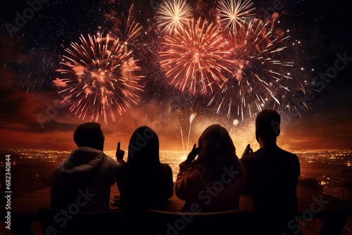 Peoples Celebrating New Year Night With new Year Fireworks