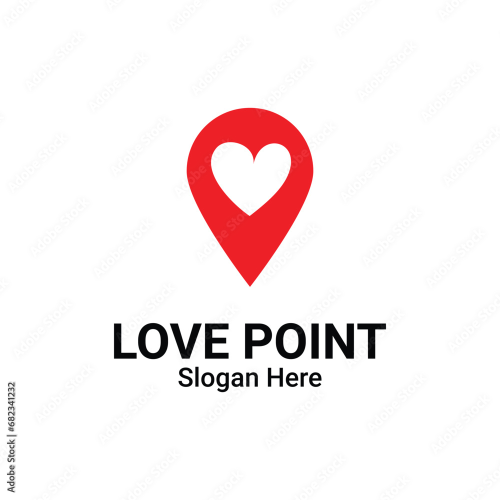 Red Location with Heart Flat Icon, Map Pointer, Favorite Places. Love Pointer, Dating Service, Love Search Service Logo Concept. Geolocation Pin Love Vector Minimal Design.
