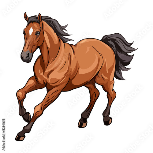 Horse animal in cartoon style on transparent background  Horse Stiker design.
