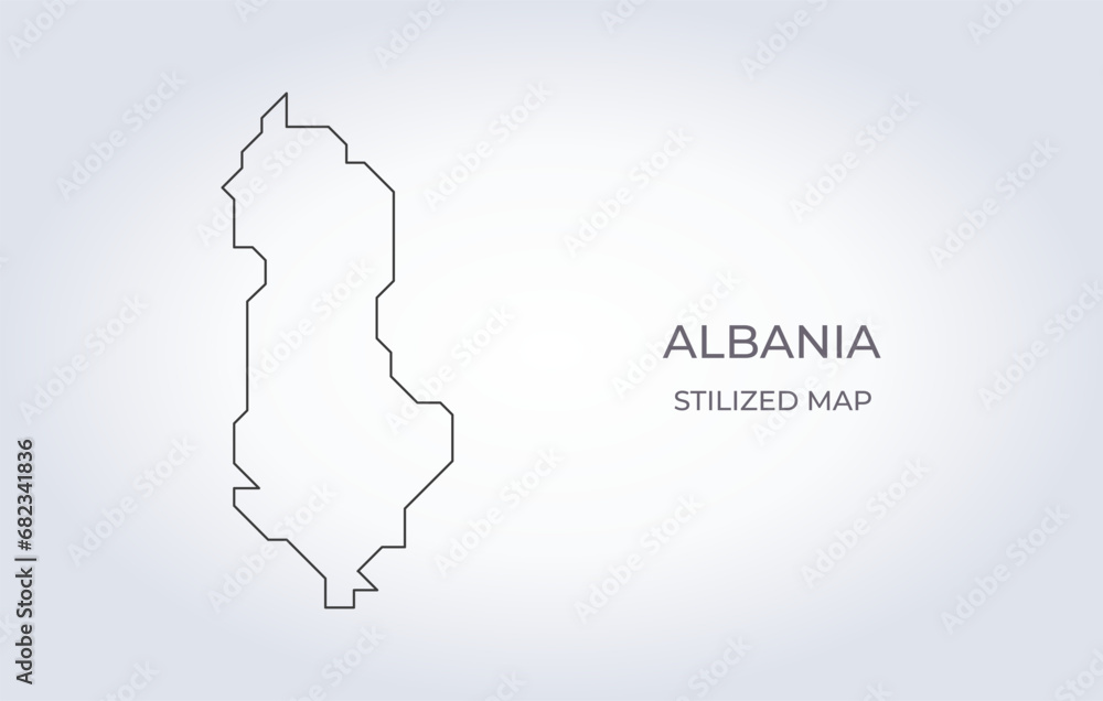 Map of Albania in a stylized minimalist style. Simple illustration of the country map.