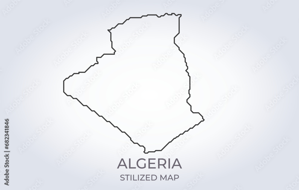 Map of Algeria in a stylized minimalist style. Simple illustration of the country map.