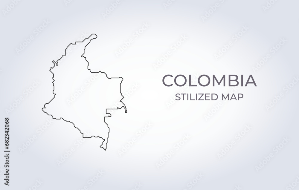 Map of Colombia in a stylized minimalist style. Simple illustration of the country map.