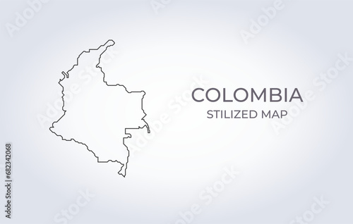 Map of Colombia in a stylized minimalist style. Simple illustration of the country map.