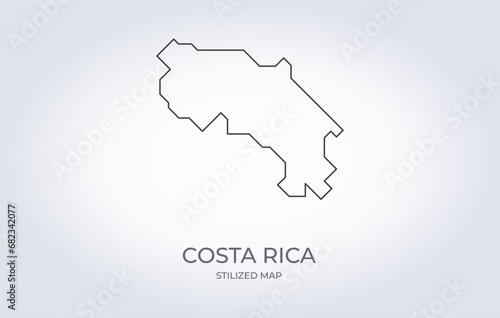 Map of Costa Rica in a stylized minimalist style. Simple illustration of the country map.