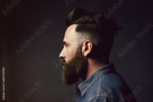 shirt denim man bearded profile Portrait