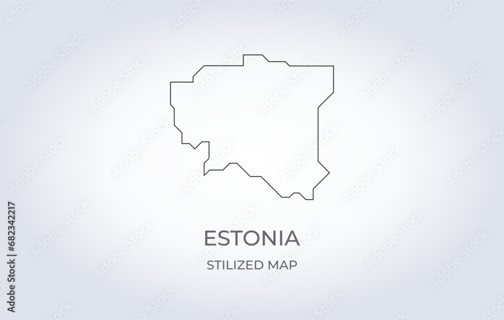 Map of Estonia in a stylized minimalist style. Simple illustration of the country map.
