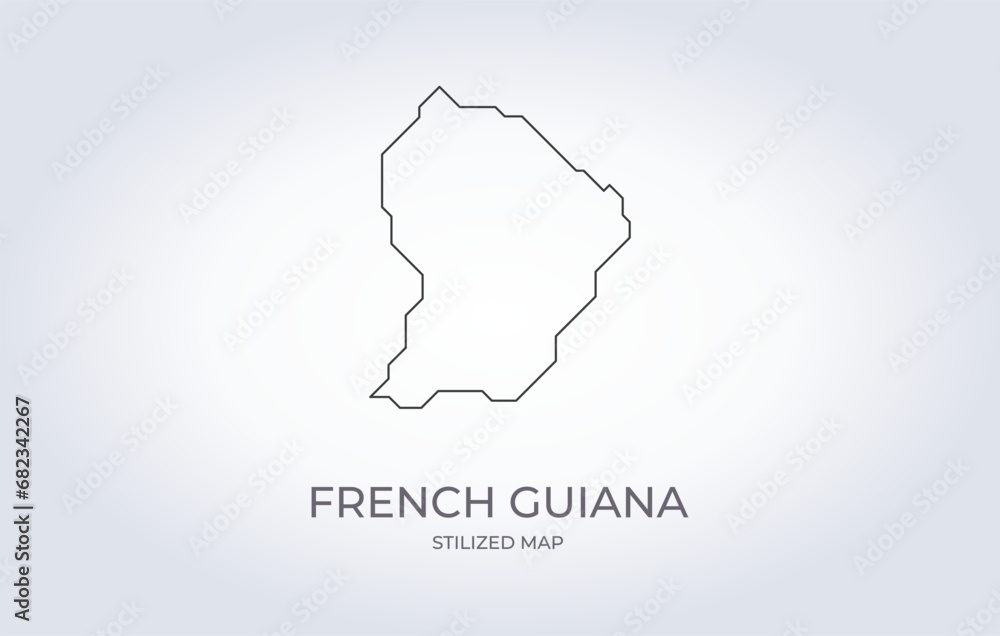 Map of French Guiana in a stylized minimalist style. Simple illustration of the country map.