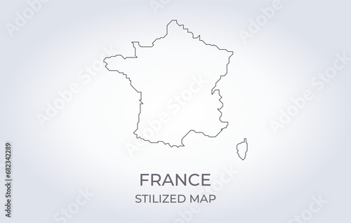Map of France in a stylized minimalist style. Simple illustration of the country map.