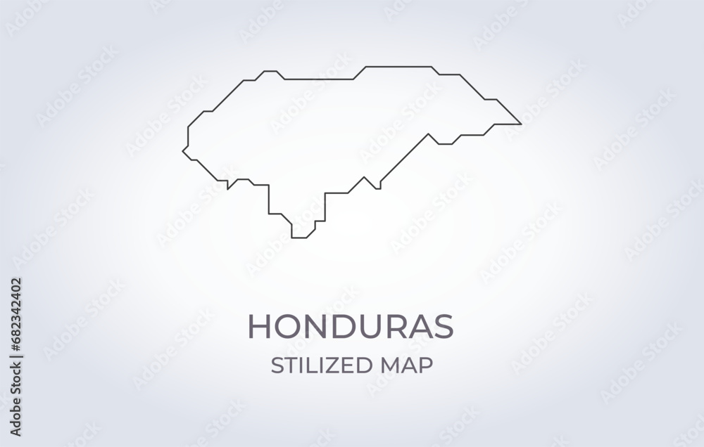 Map of Honduras in a stylized minimalist style. Simple illustration of the country map.
