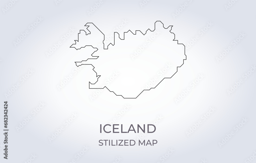 Map of Iceland in a stylized minimalist style. Simple illustration of the country map.