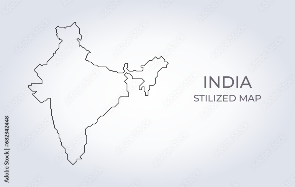 Map of India in a stylized minimalist style. Simple illustration of the country map.
