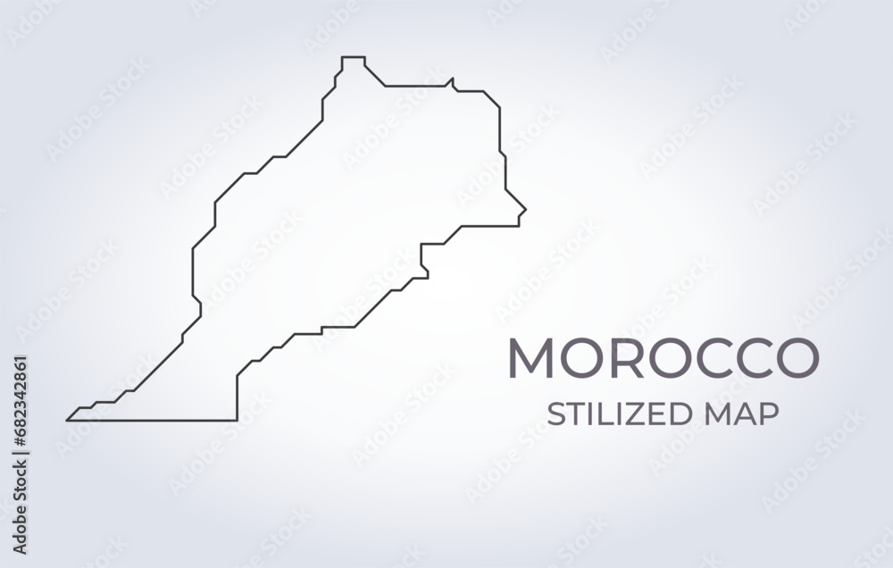 Map of Morocco in a stylized minimalist style. Simple illustration of the country map.