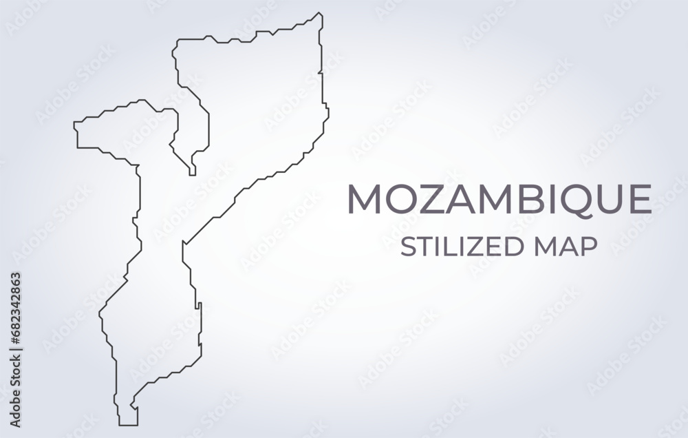 Map of Mozambique in a stylized minimalist style. Simple illustration of the country map.