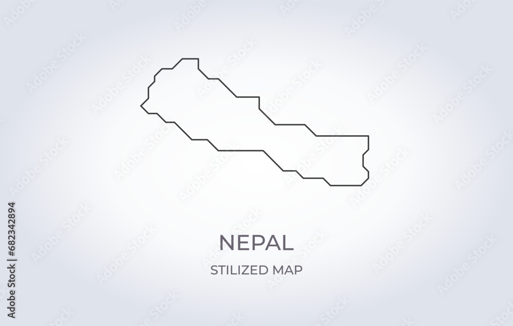 Map of Nepal in a stylized minimalist style. Simple illustration of the country map.