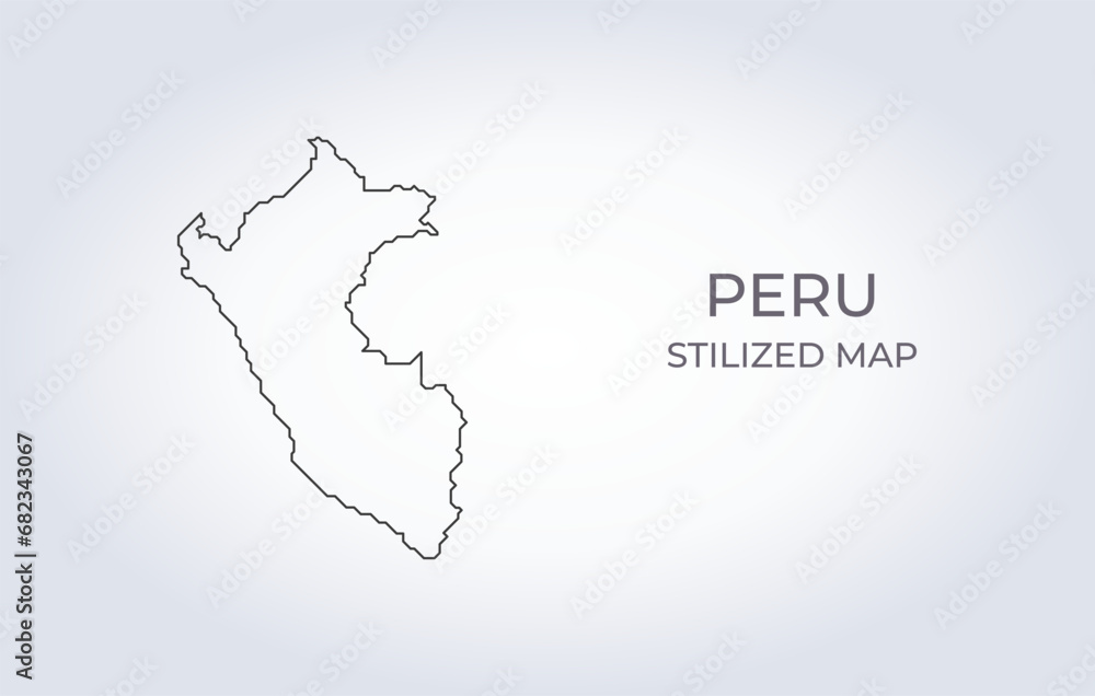 Map of Peru in a stylized minimalist style. Simple illustration of the country map. Map of Peru in a stylized minimalist style. Simple illustration of the country map.