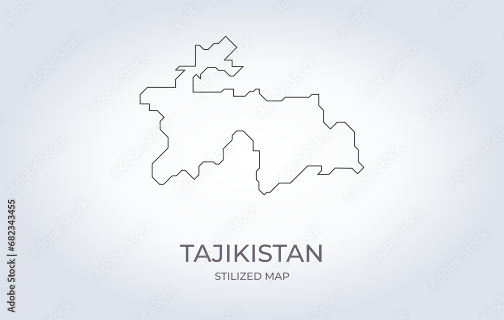 Map of Tajikistan in a stylized minimalist style. Simple illustration of the country map.
