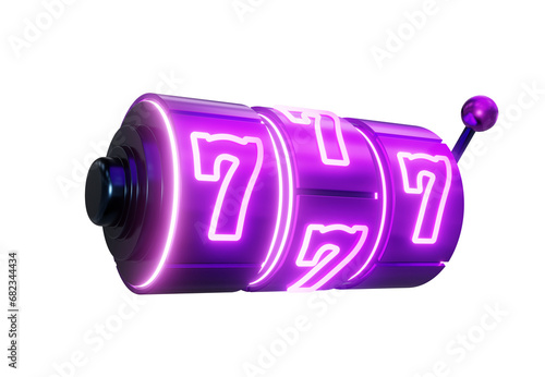 3d rendering slot machine and neon lights