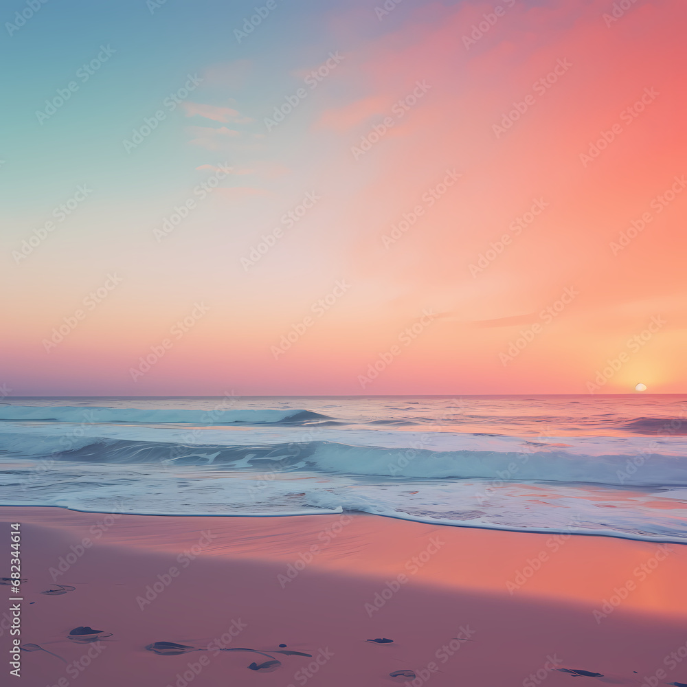 a soft gradient capturing the colors of a sunrise along the coast