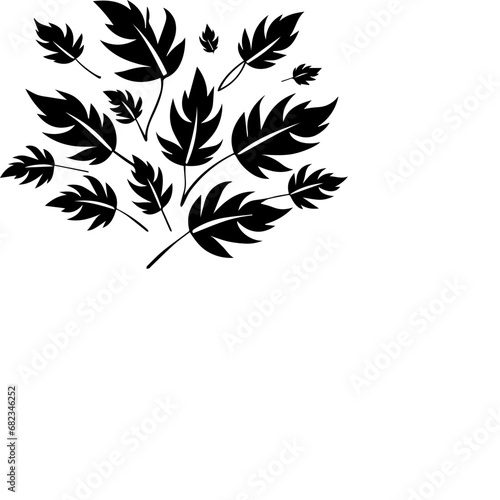 Leaves in the Wind Logo Design - All Black - Elaborate
